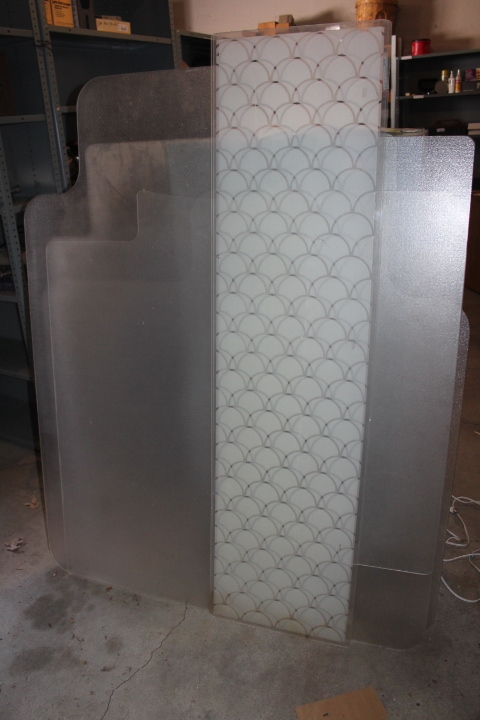 lot 1469 image: Lot of 4 Office Chair Mats - 1 is Broken