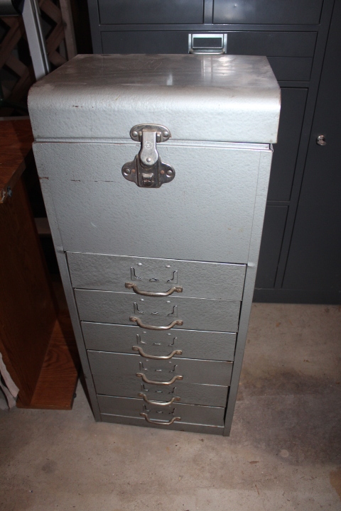 lot 1601 image: Metal File Box with Drawers