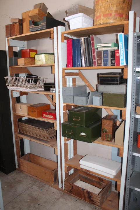 lot 1624 image: 2 Wooden Shelf Units - NO CONTENTS - 1 is 35.5x12x78.5 and 1 is 31x12x78.5
