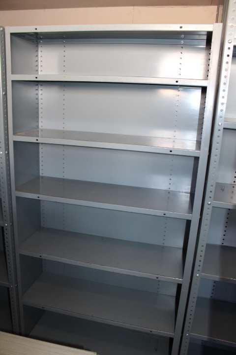 lot 1721 image: Metal Shelf - 36 by 12 by 72 tall - includes back panel and 1 side