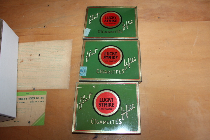 lot 1723 image: 3 Lucky Strike Cigarette Boxes