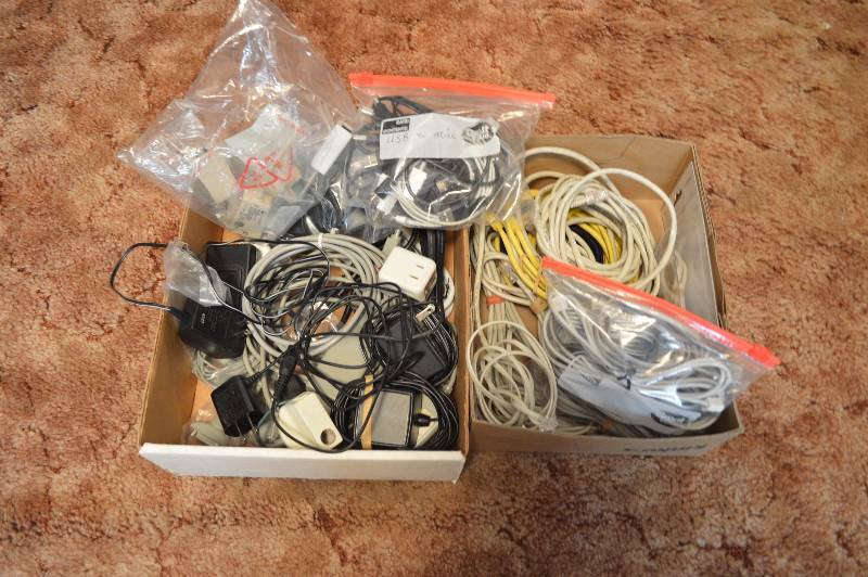 lot 1663 image: Misc. phone cords, outlet plugs, USBs - electronics