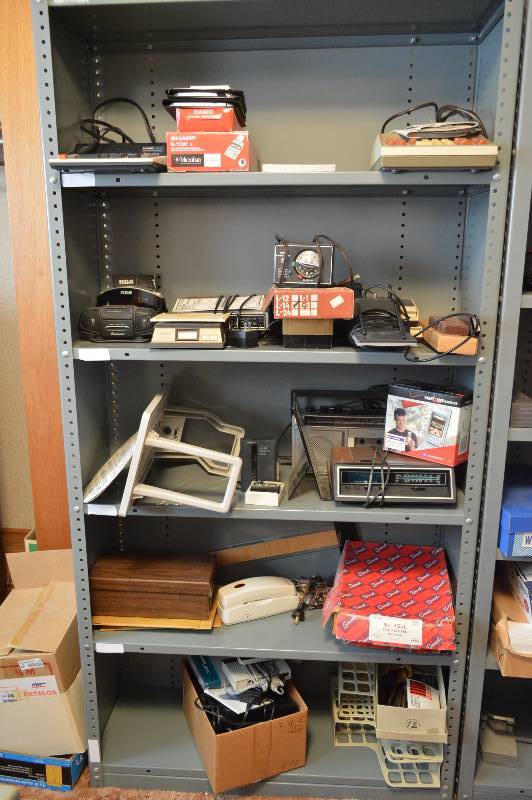 lot 1678 image: All contents on shelf - misc office supplies CATCH ALL Shelving not included