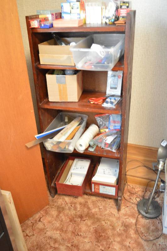 lot 1685 image: Wood shelving unit - NO CONTENTS