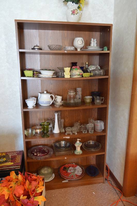 lot 1787 image: CATCH ALL All contents on shelves (shelving unit not included) Dishes & more