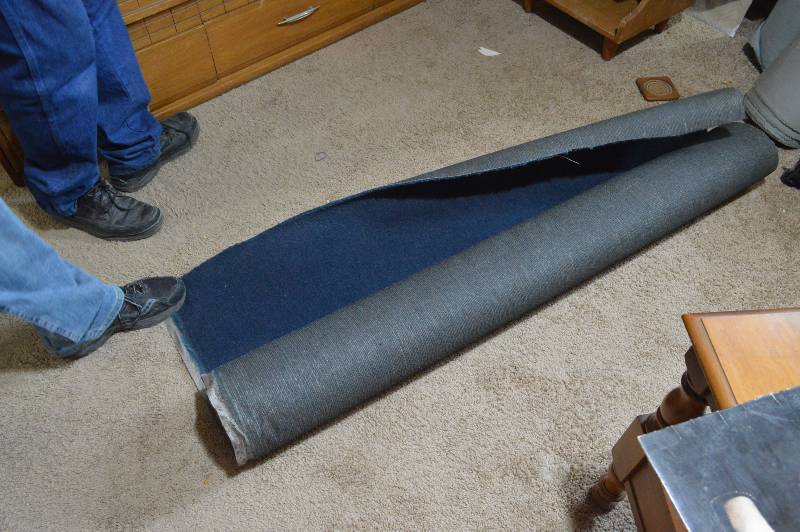 lot 1193 image: Roll of blue marine  automotive carpet