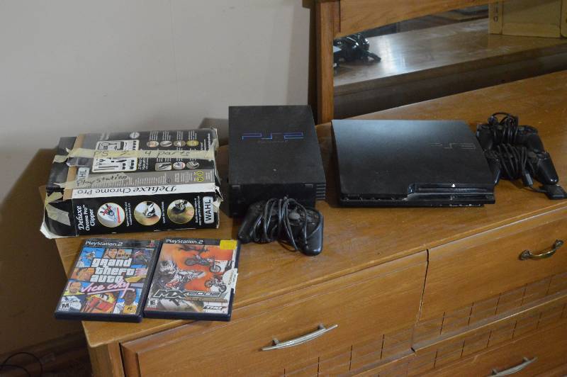 lot 1199 image: Playstation 3, Playstation 2, and Playstation 2 for parts