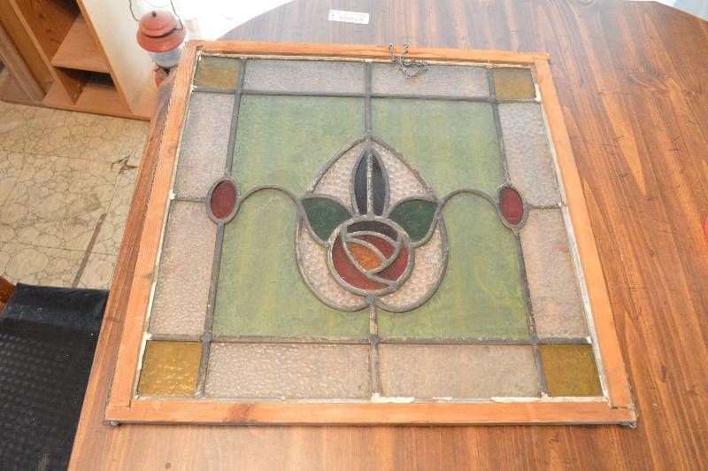 lot 1230 image: Leaded glass window - 21.75 by 21.75