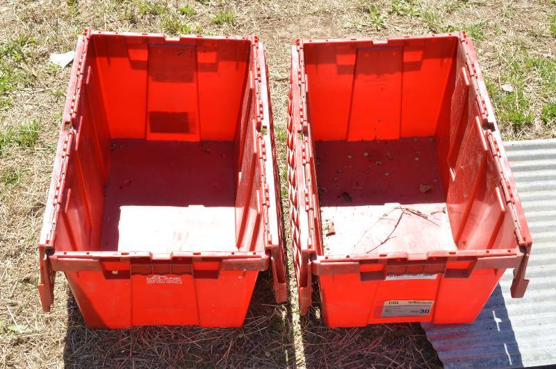 lot 1995 image: 2 Red flip top storage tubs