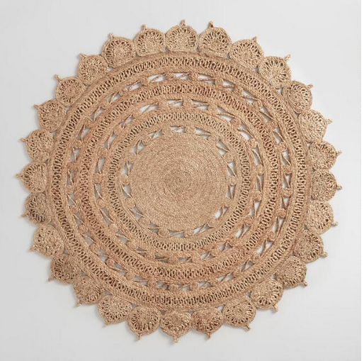 lot 119 image: 5ft Round Woven Jute Area Rug