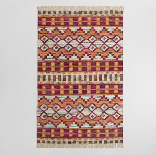 lot 116 image: 5ft x 8ft Woven Cotton Kilim Orissa Area Rug
