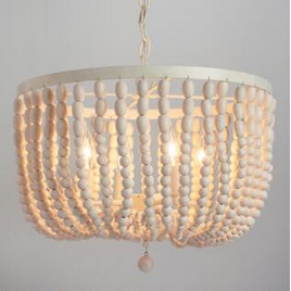lot 115 image: Antique Whitewash Wood Beaded Chandelier