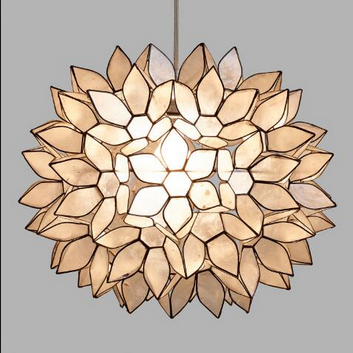 lot 3 image: Capiz Lotus Pendant Light  -18 Diameter