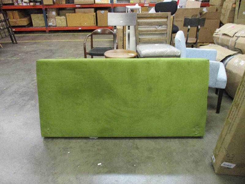 lot 18 image: Queen Size Green Velvet Headboard missing the feet