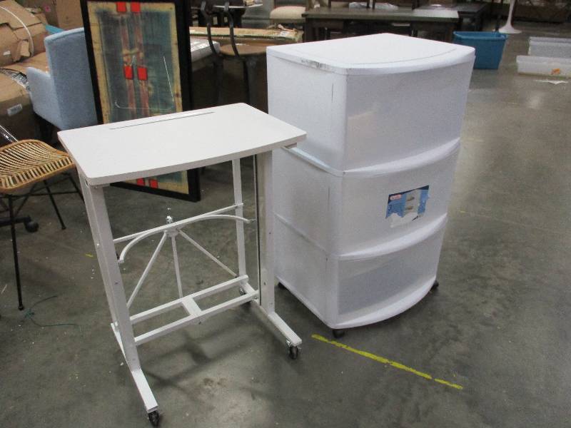 lot 15 image: Laptop table & 3 Drawer Storage Unit