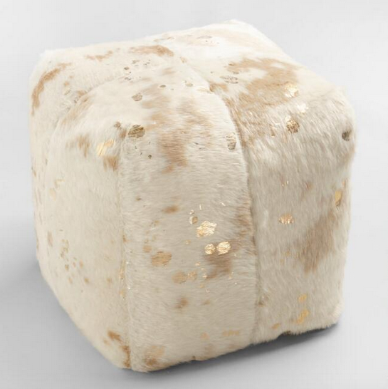 lot 35 image: Gold Printed Faux Cowhide Pouf