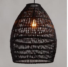 lot 110 image: Black Woven Bamboo Pendant Lamp