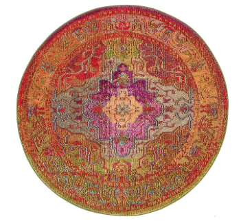 lot 159 image: Newton OrangeGreen Area Rug 4ft Round