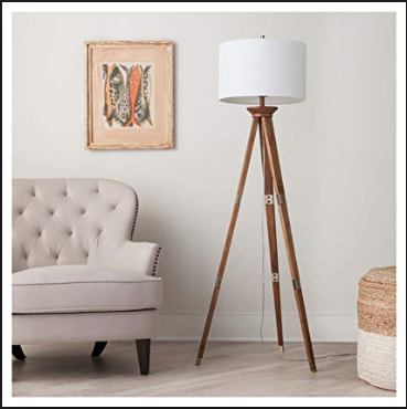 lot 155 image: Oak Tripod Floor Lamp