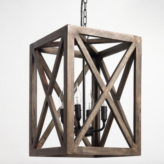 lot 157 image: Valencia Wood & Iron Chandelier