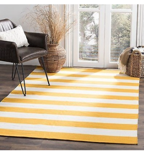 lot 169 image: Ike Hand Woven 6ft x 9ft YellowWhite Area Rug