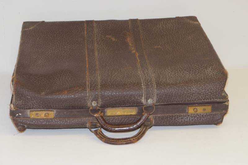 lot 737 image: Leather Suitcase- Decor- Rustic