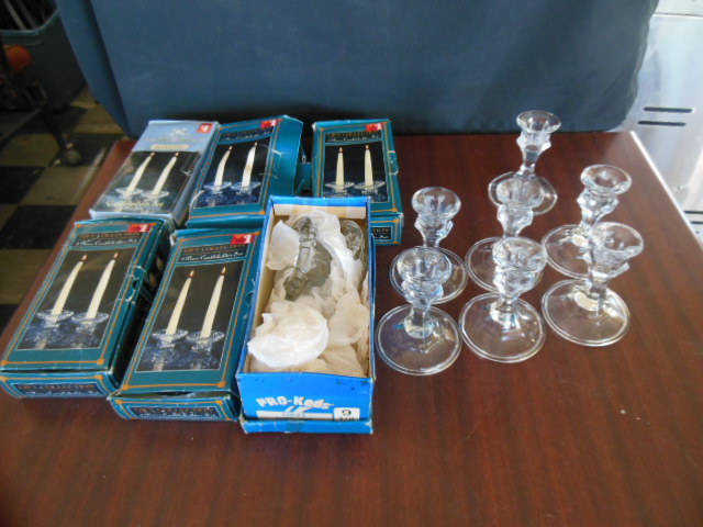 lot 6024 image: Glass CandleStick Candle Holders