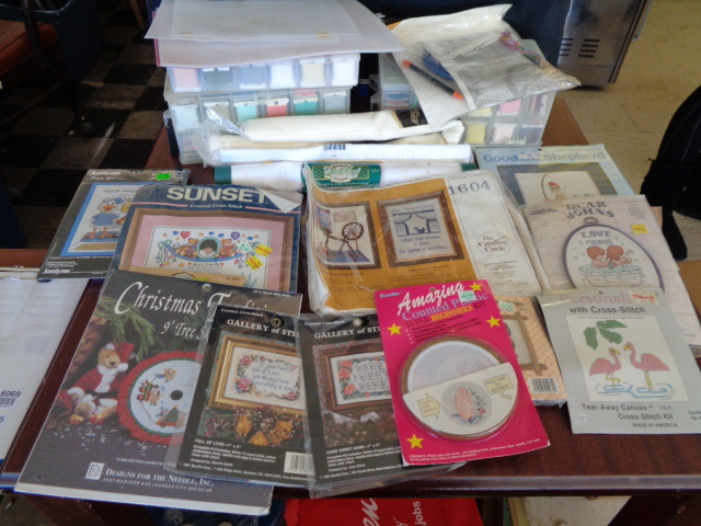lot 6069 image: Box of Stictchery Supplies and Box of Stictchery Books