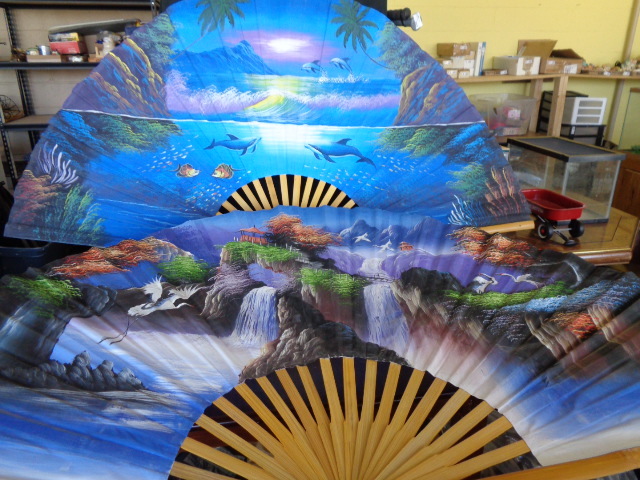 lot 6160 image: 2- 58 Hand Painted Fans