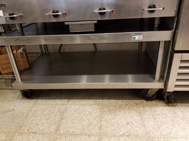 lot 4015 image: Stainless Steel Table On Wheels
