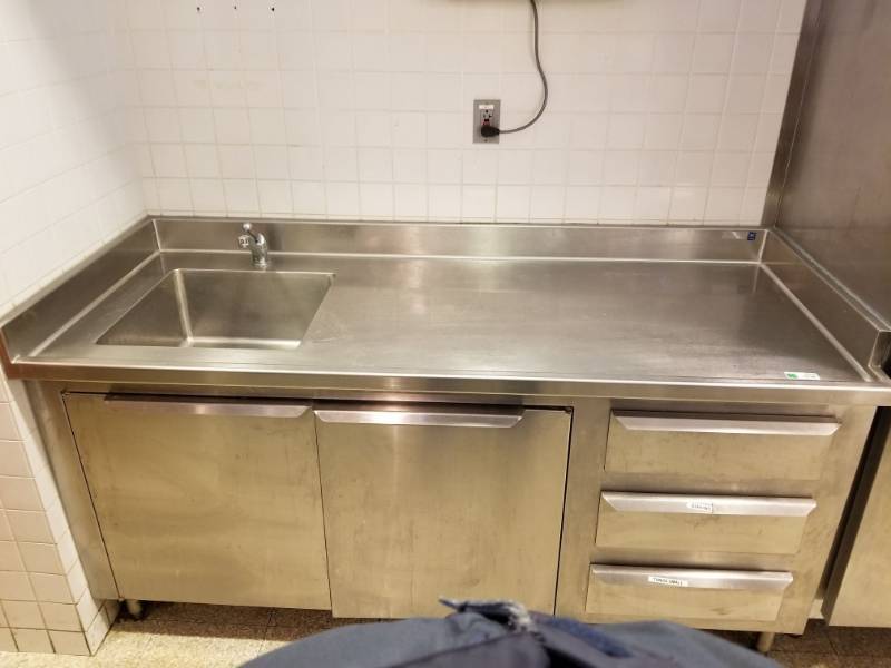 lot 4056 image: Stainless Steel Prep Table With Sink