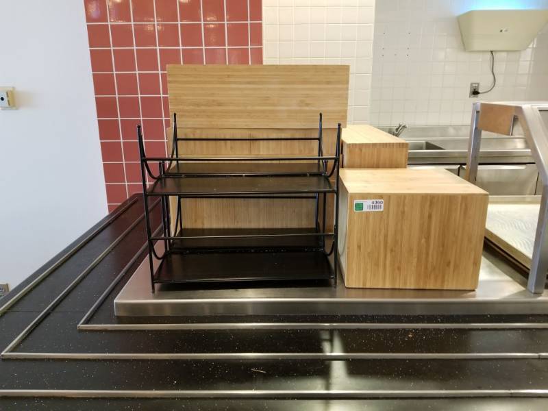 lot 4060 image: Bamboo Boxes and 2 Metal Racks