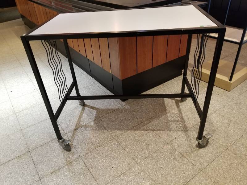 lot 4068 image: Metal Table With Wheels