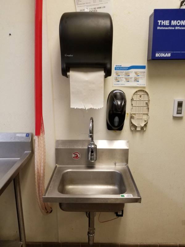 lot 4094 image: Sink, Paper Towel Dispenser and Soap Dispenser