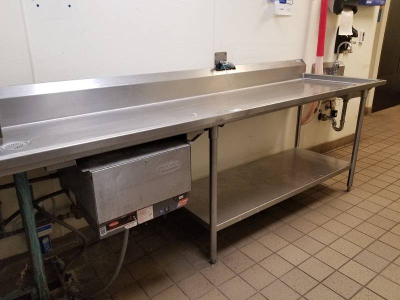 lot 4109 image: Stainless Steel Table With Drain - clean side&nbsp