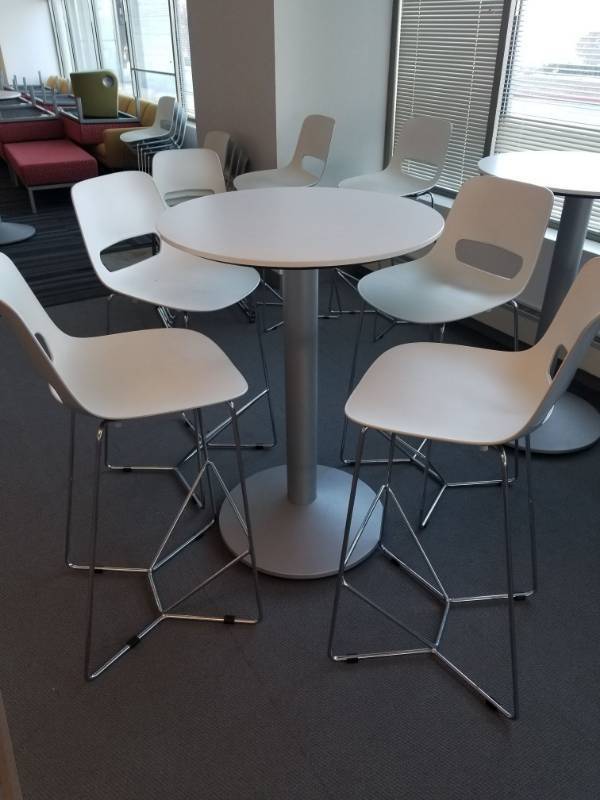 lot 4157 image: Falcon High Top White and Metal Chairs
