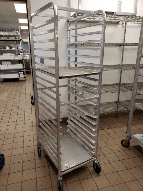 lot 5092 image: Stainless Steel Pan Rack on wheels