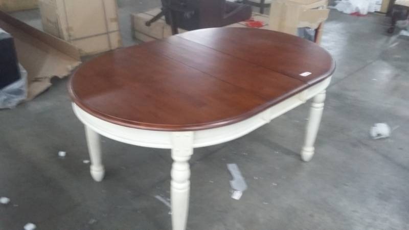 lot 1980 image: Two Tone, Antique White and Warm Cherry Dining Table