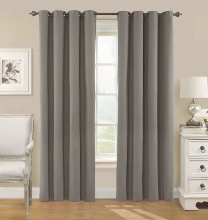 lot 4247 image: 2 Pairs of Nadya Solid Blackout Curtain Panels - Eclipse - Smoke - MSRP $36.99 per panel