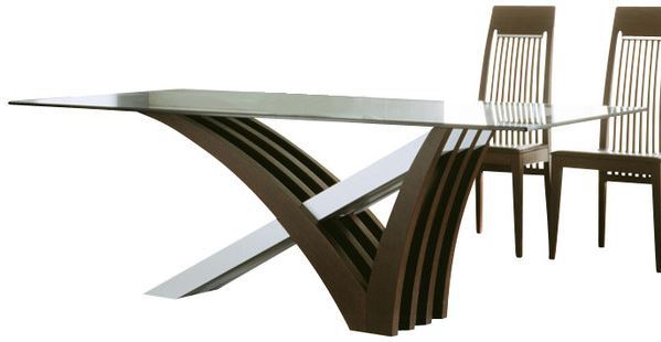 lot 1942 image: Rossetto Mirage Glass Top Dining Table Set, MSRP $2299.99 No Chairs