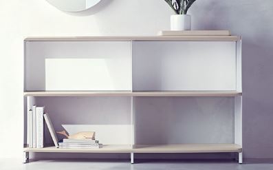 lot 1966 image: Bookshelf Wide WhiteNatural - Modern By Dwell Magazine MSRP $249.99