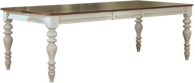 lot 1968 image: Pine Island Leg Extension Table - Old White Finish with Dark Pine Top MSRP $1140.99