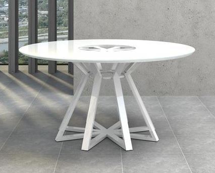lot 1978 image: STAR COLLECTION HIGH GLOSS WHITE LACQUER DINING TABLE CB-3476 BY CASABIANCA HOME MSRP $882.00