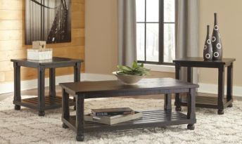 lot 1991 image: T145-13 Ashley Furniture Mallacar - Black Occasional Table Set MSRP $399.99