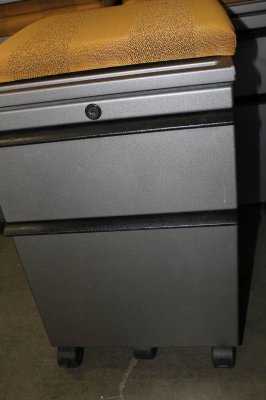 lot 3119 image: Modular Wheeled Mobile 2-Drawer File Cabinet Pedestal, with Cushion Seat, CharcoalGray