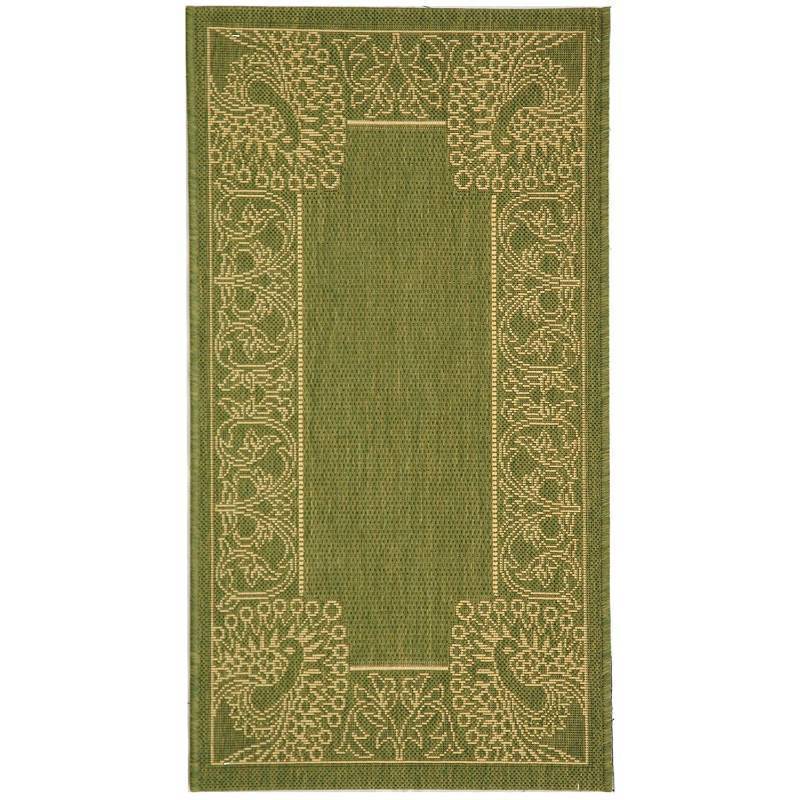 lot 1740 image: Safavieh Courtyard Collection CY2965-1E06 Olive and Natural Indoor Outdoor Area Rug (2 x 37)