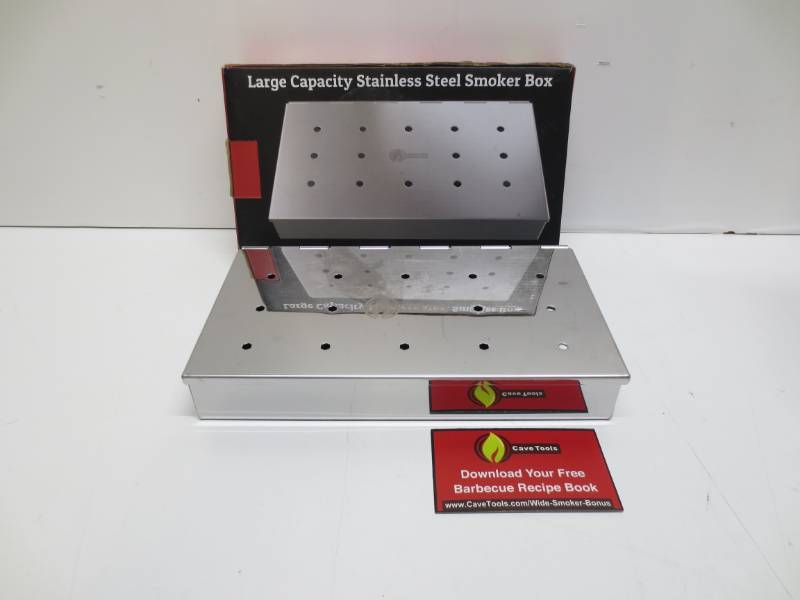 lot 1003 image: CaveTools large capacity stainless steel smoker box