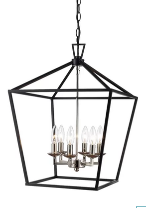 lot 103 image: Carmen 6-Light Foyer Pendant  BlackPolished Chrome