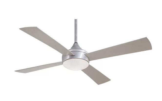 lot 101 image: 52 Aluma Wet 4-Blade Outdoor LED Ceiling Fan with Remote  Brushed Aluminum