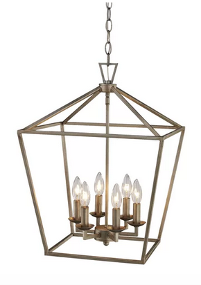 lot 98 image: Carmen 6-Light Foyer Pendant  Antique Silver Leaf